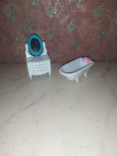 Winzige Nostalgie Metall Kommode + Badewanne Puppenhaus-Puppenstube-Mattel 1980