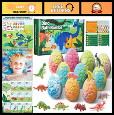 Dinosaur Bath Bombs with Surprise Toys - 10 Pack Natural Dino Eggs, Fun Gift for