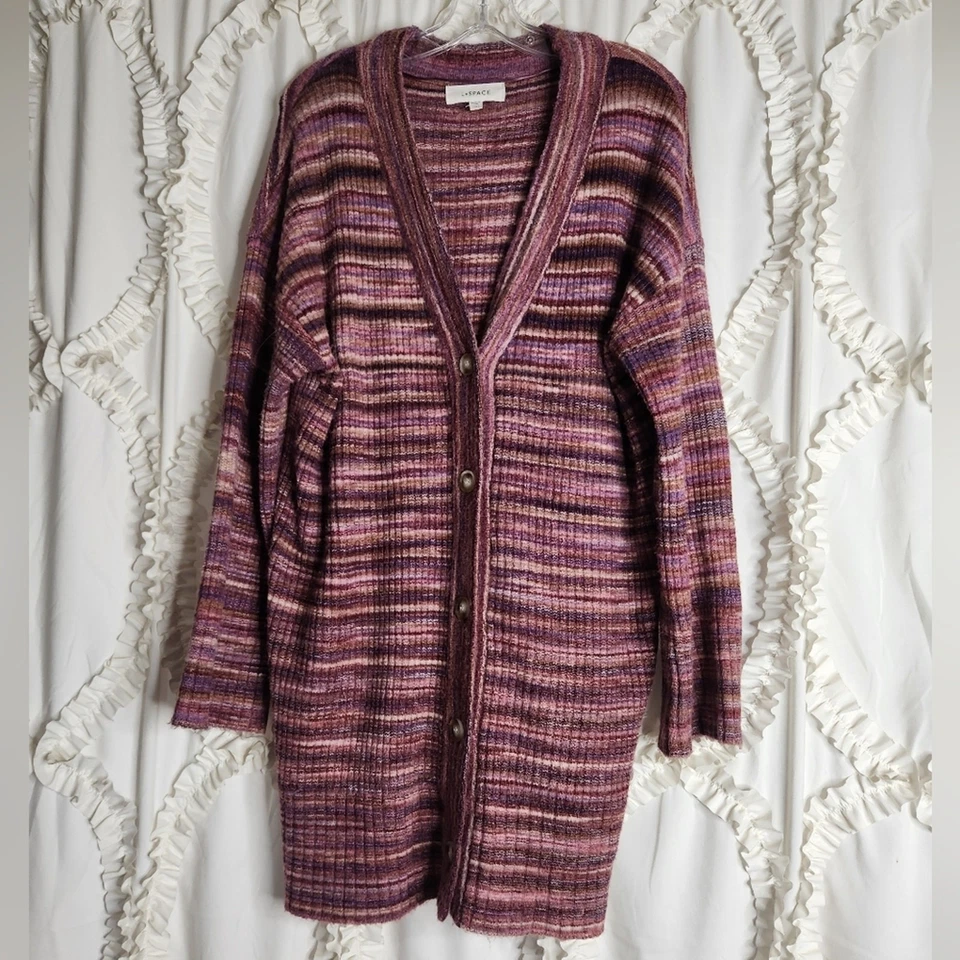 Cárdigan L Space Demi de gran tamaño con tobillo delantero Sundown Space Dye talla XS/S Foto 2 de 4