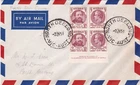 AFD5499) Australia 1951 3d Gold/Victoria block of 4 on Airmail FDC. Addressed.