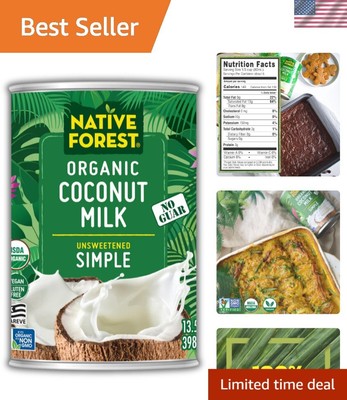 Organic Unsweetened Coconut Milk, Canned Coconut Milk, No Guar Gum, Non-GMO P...