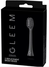 Gleem Replacement Brush Heads 2 ct Black NEW Fits all Gleem Toothbrushes,Sealed