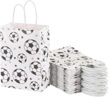 24Pcs Soccer Party Favor Paper Bags, Football Themed Party Bags with Handles Gi