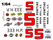 5 Bobby Johns Justus Pontiac 1960 1/64th HO Scale Slot Car Waterslide Decals