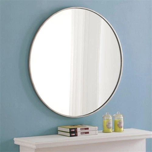 Elegant Decor Eternity 32" Round Metal Frame Mirror in Silver - Picture 5 of 8