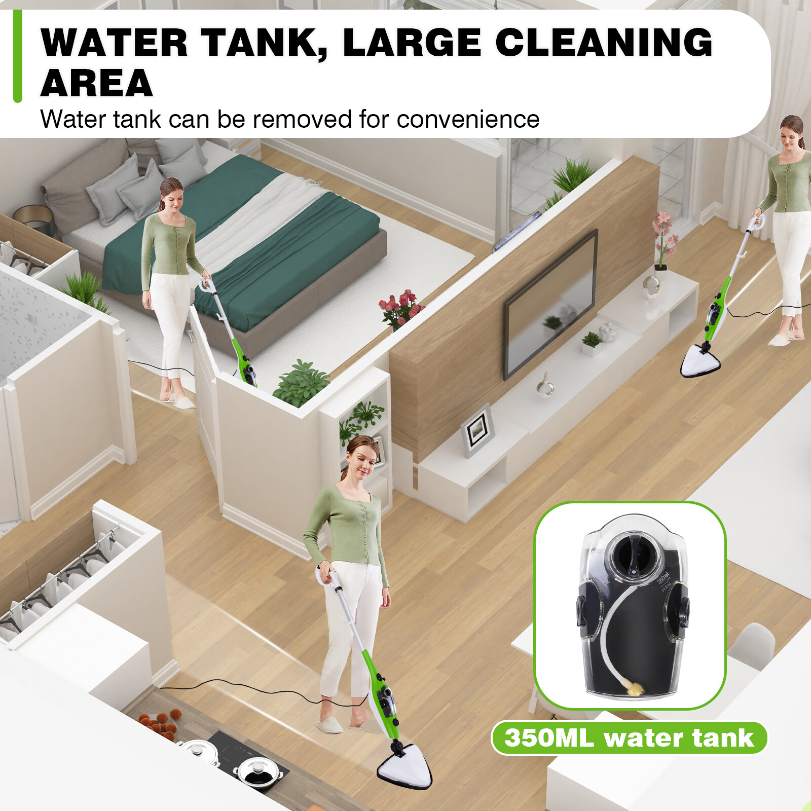 UK Steam Mop Cleaner 10in1 Detachable Handheld Unit Use on Laminate