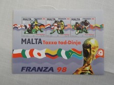 MALTA STAMPS 1998 - WORLD CUP FRANCE - MINIATURE SHEET - MINT NEVER HINGED C