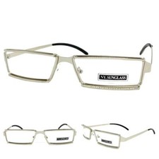 Men's Classy Elegant Sophisticated Modern Clear Lens EYE GLASSES Silver Frame