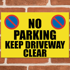KEEP DRIVEWAY CLEAR (Yellow) Parking Metal Signs Warning Wall Sign Plaque UK