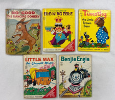 5 Rand McNally Book Lot - dated 1944-1975- Donkey, Bear, Engie, Mixer & King