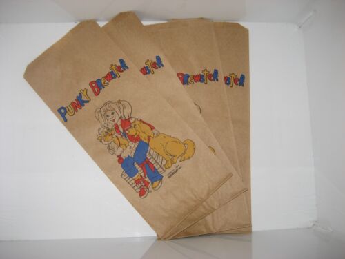 4 Vintage 1984 Punky Brewster Brown Paper Lunch Bag Lunchbox Bags - Picture 1 of 3