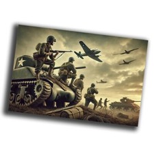 nice vintage infantry in attack retro WW2 Photo Glossy 4 6 in M55