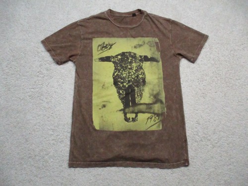 VINTAGE Obey Shirt Mens Small Brown Cow 