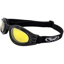 Global Vision Adventure Folding Motorcycle Goggles Black Frames with Yellow Lens