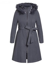 New City Chic Womens Ladies Miss Mysterious Coat Slate Plus Size M/18