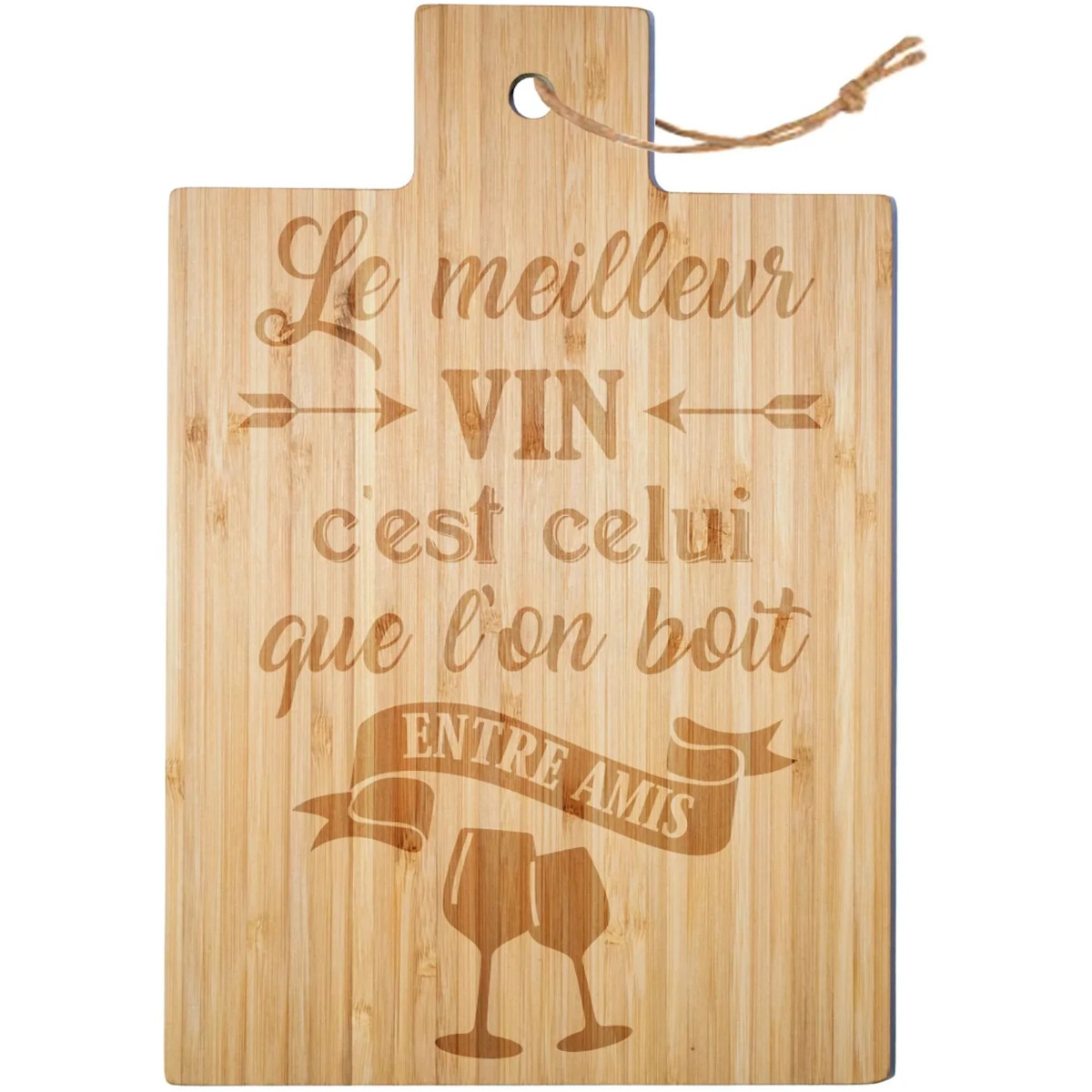 Planche à découper Le Meilleur Vin en bambou de haute densité pour amateurs de gastronomie