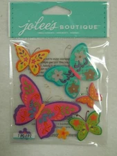 Jolee's boutique 7 pc Dimensional stickers - COLORFUL BUTTERFLIES 