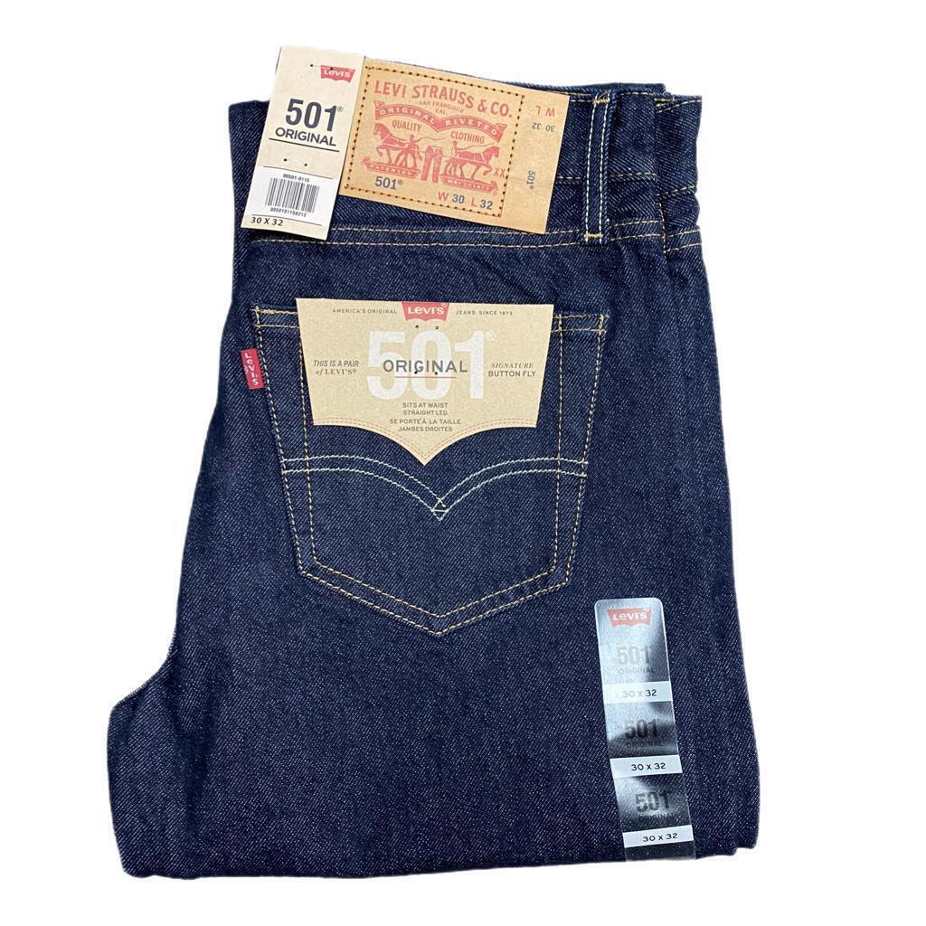 Levis® 501 Mens Denim Jeans Dark Wash Blue Original Straight Leg Pants eBay