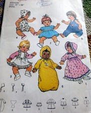  VTG 1970s MEDIUM 15"-16" DOLL WARDROBE Sewing Pattern