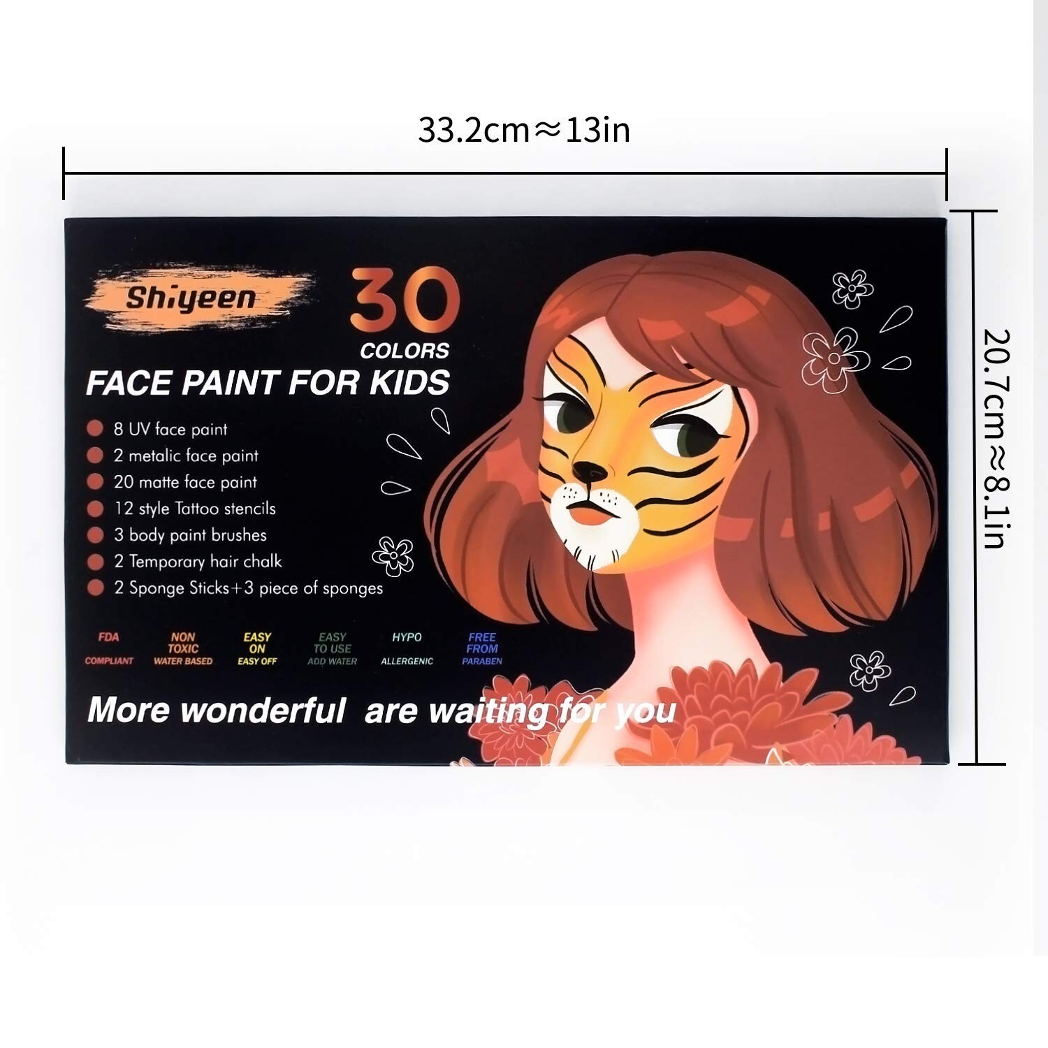 Face Paint Kit for Kids, 30 Large Water Based Paints, Halloween Makeup Kit