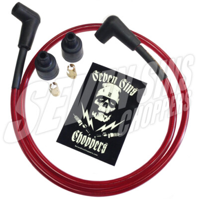 TRANSLUCENT RED 7MM SPARK PLUG WIRE KIT CHOPPER BOBBER TRIUMPH HARLEY ...