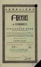 Landlicht AG 1923 Filmindustrie Berlin Kassel M&uuml;nchen 1000 M Feinmechanik Aktie