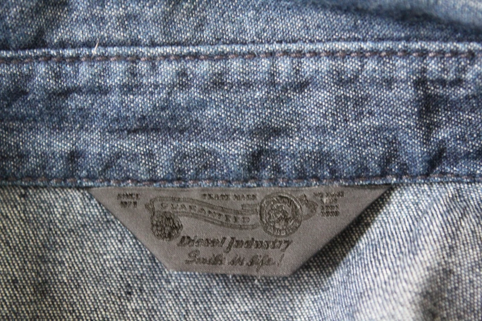 Diesel men's denim shirt snaps large dark blue cotton long sleeved LSHTA453 - Изображение 4 из 4