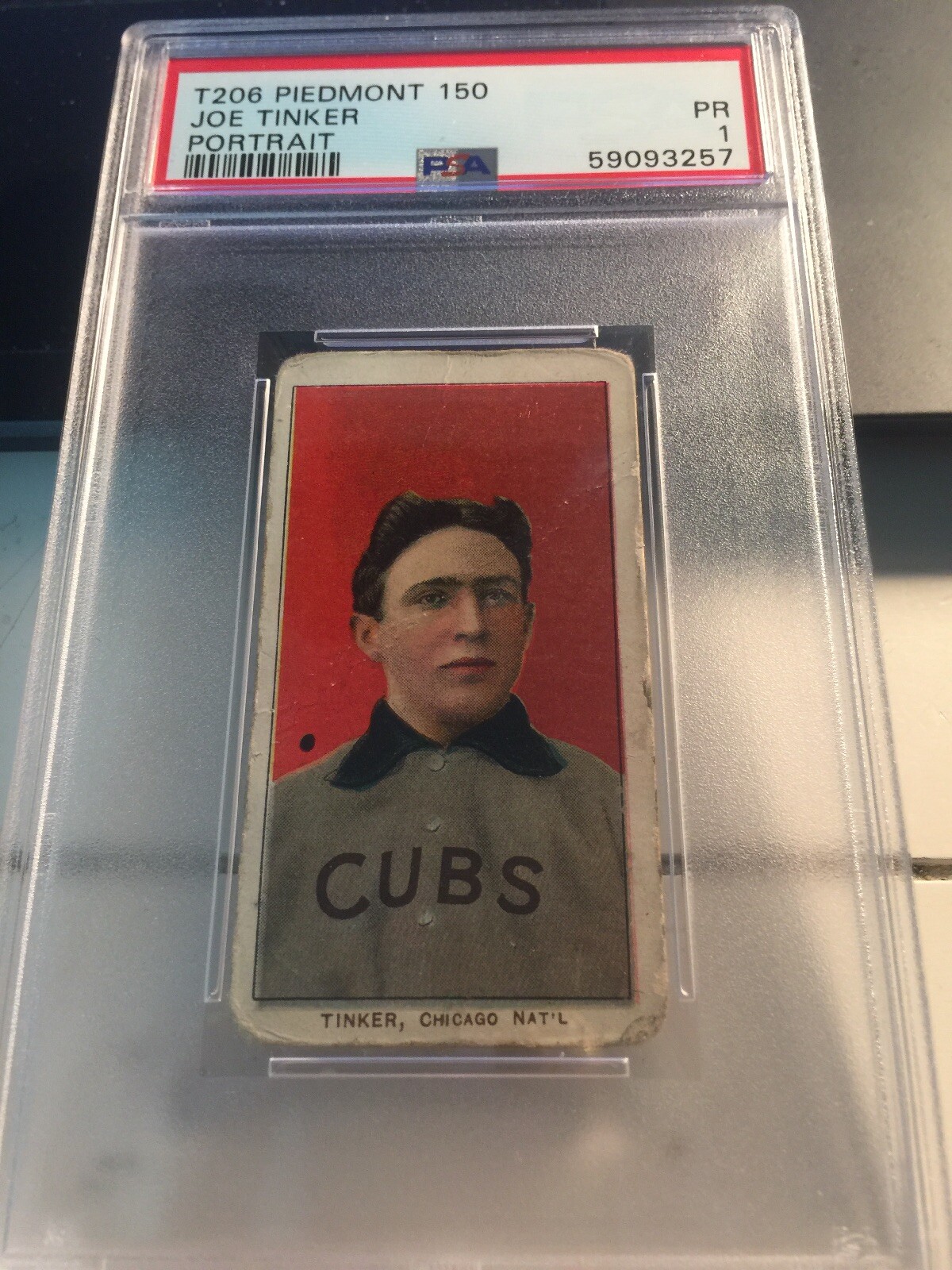 1909-11 T206 Joe Tinker Portrait HOF PSA 1 Chicago Cubs Huge Borders Piedmont