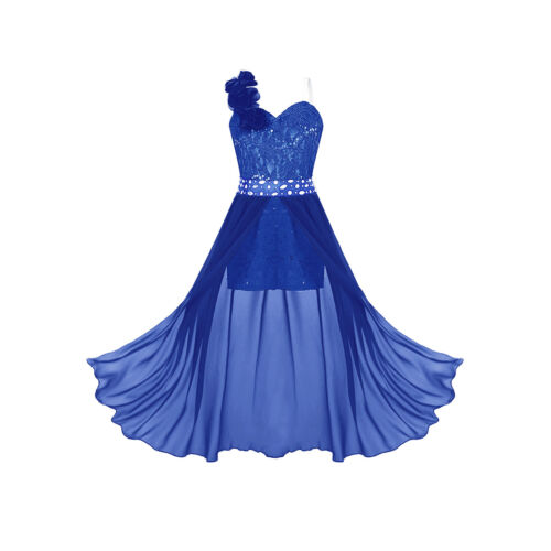 Kids Girls Sequin Pageant Prom Ball Gowns High Low Chiffon Wedding Party Dress - Picture 38 of 78