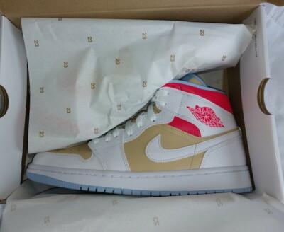 jordan 1 mid sesame flash crimson