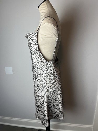 Polly Leopard Slip Dress Medium Cowl Neck Satin Low Back Adjustable Straps - Picture 3 of 11