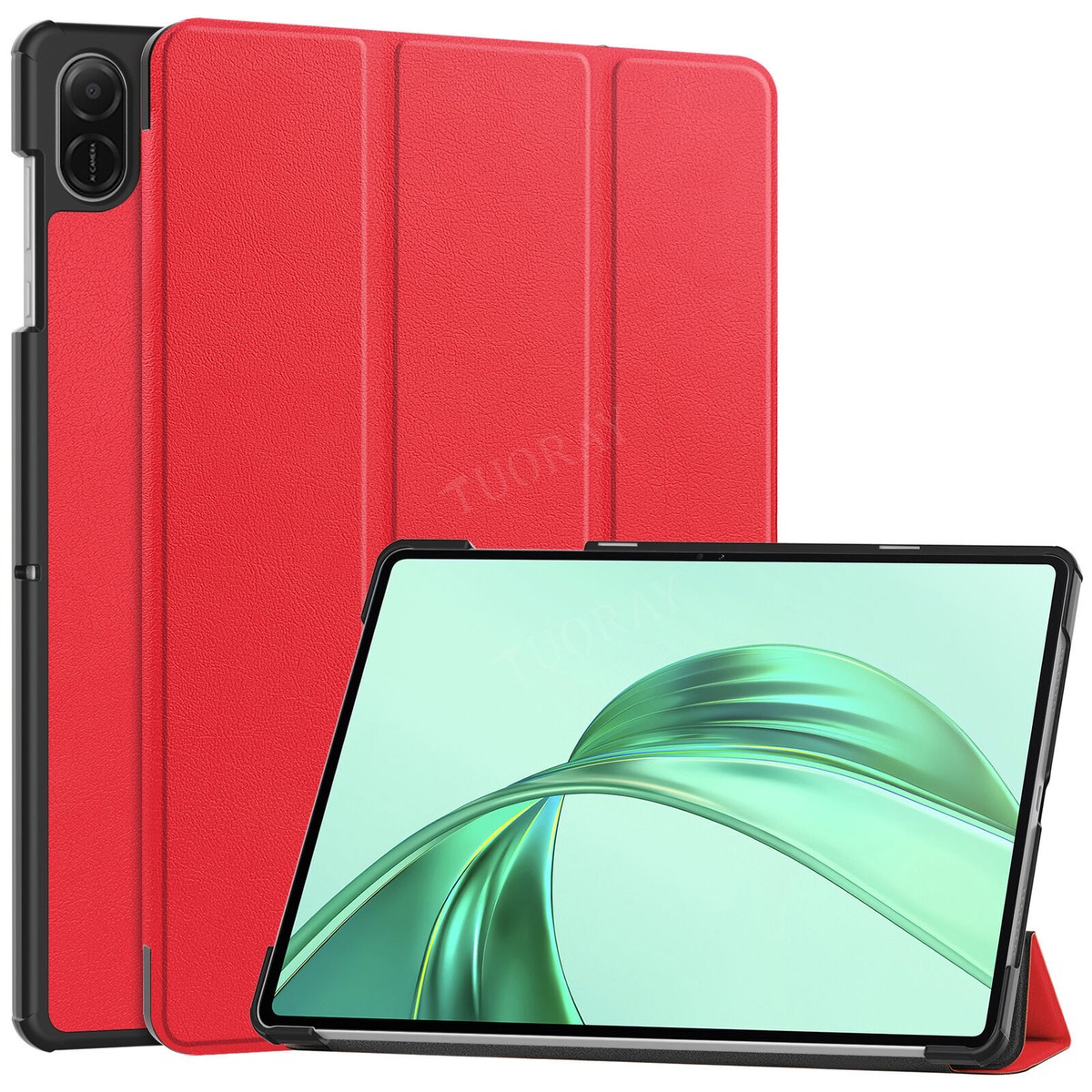 Jielangxin Cover In Pelle Per Huawei Honor 8A E 8A PRO (JAT-L41) - Custodia Con Porta Carte E Supporto, Colore Rosso