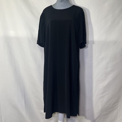 Eileen Fisher Jersey T-Shirt Midi Dress Women's Sz Medium Short Sleeve  Black | eBay