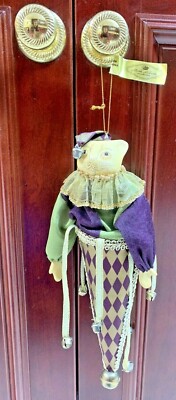 Purple & Green - Mark Roberts French Kitty Cat Jester Christmas Tree Ornament 