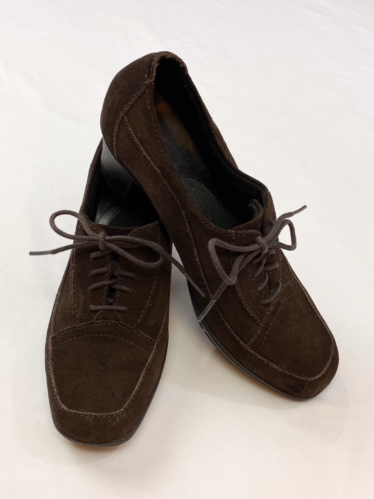 Clarks Bendables Womens 8.5Black Suede Laced High Heel Ankle Boots Booties Shoes