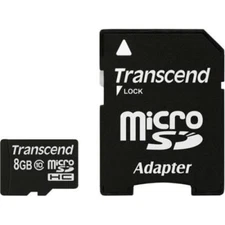 Transcend 8GB microSDHC Class 10 Memory Card w/ Adapter for Tablet Phones Drones