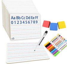 12PCS Dry Erase Boards,9"x12" Double Sided Small Whiteboards with Lines,Stude...