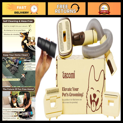 3-in-1 Pet Grooming Vacuum Brush Kit - Self-Cleaning Deshedding Tool for Dogs &