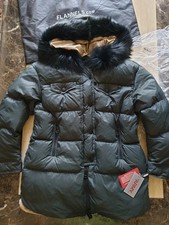 Prezzo consigliato £ 1500 piumino donna Yves Salomon oversize taglia 40 uk 12-14 us 8/10 b1