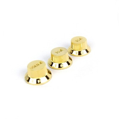 Strat Style Guitar Control knobs Set (2 Tones, 1 Volume), Plastic Gold Plated
