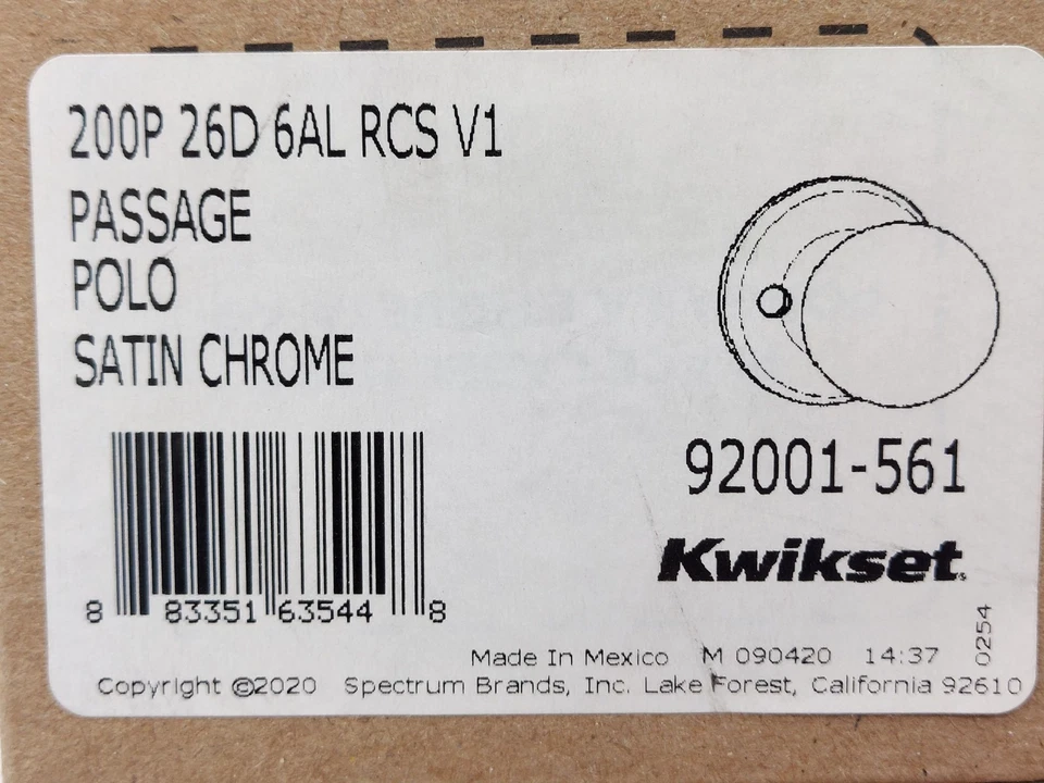**ESTUCHE DE 30** Kwikset POLO perillas de paso cromadas satinadas lote a granel *NUEVO* Foto 3 de 4