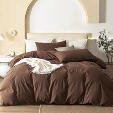 King Size Duvet Cover Set, 3-Piece - 100 Washed Cotton, Linen-Like Soft 