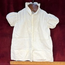 Victorian White Cotton Children's Christening Gown Short Sleeve Embroidery