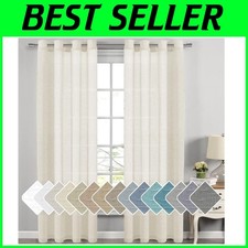 Natural Linen Soft Material Curtains, 52x108 Inch, Ivory