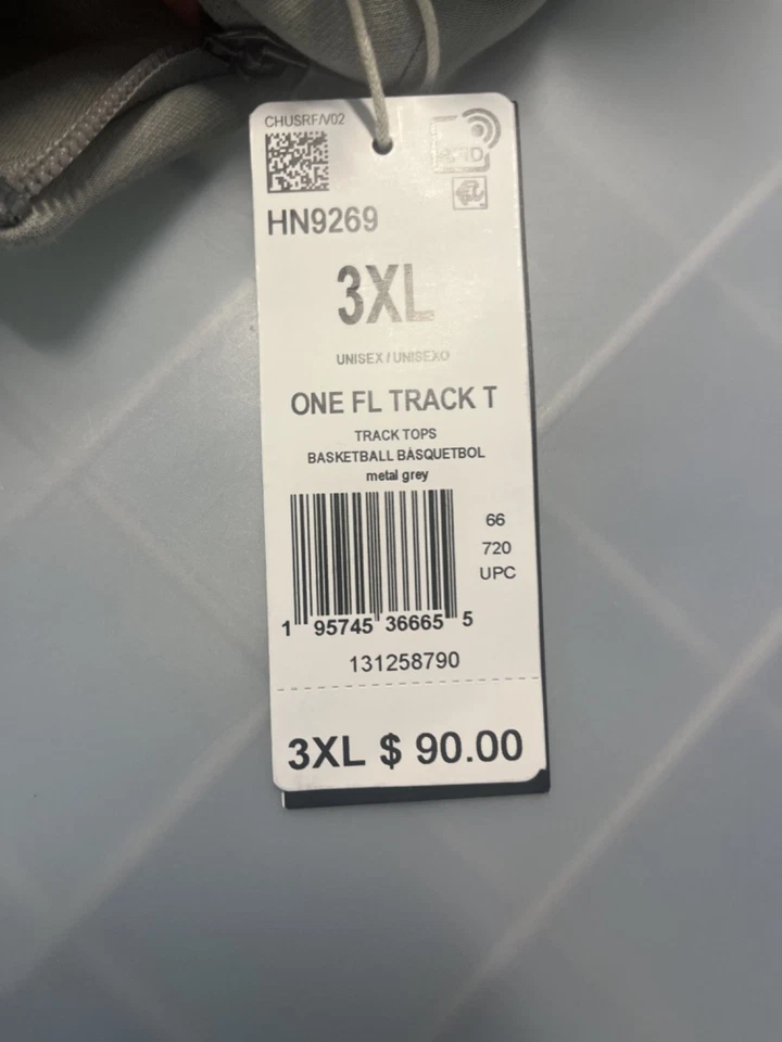 Camiseta deportiva Adidas Basketball One FL unisex de gran tamaño gris metal cremallera completa 3XL Foto 3 de 4