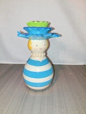 Blue White Lady Head Vase Flower Hat 6” Grasslands Road Girl Planter Decor