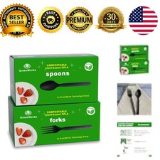 BPI Certified Compostable Cutlery Set 200 Count Forks and Spoons 100 Each