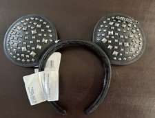 Disney Mickey Mouse Ears Headband Black with Silver Studded Ears New NWT