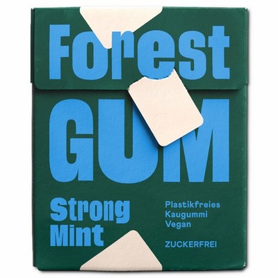 (77,50 /1kg) Forest Gum Strong Mint, plastikfreies Kaugummi, 20g Packung