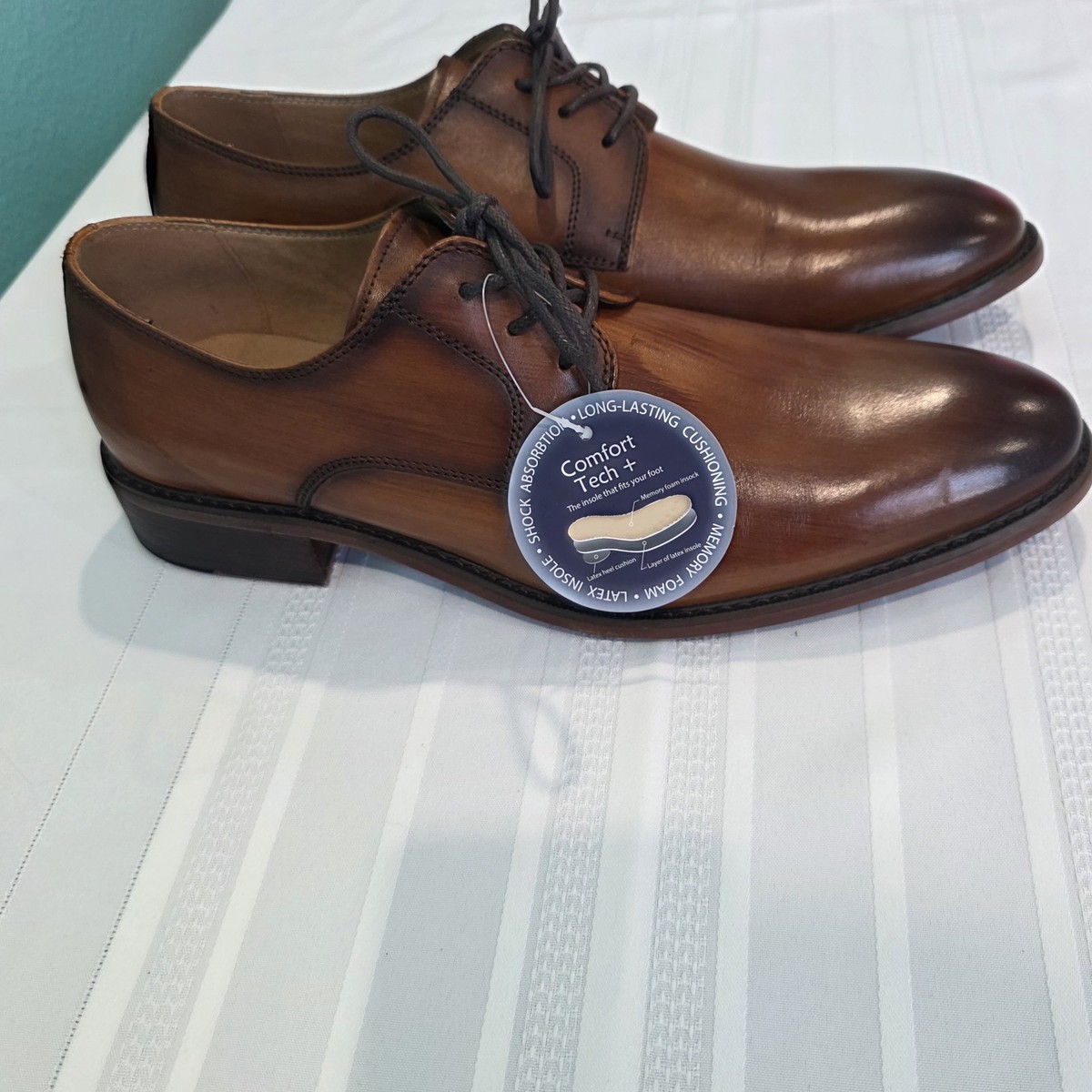 La Milano Raymond Cognac Leather Oxford Memory Foam Men